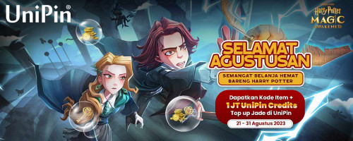 SELAMAT – Semangat Belanja Hemat di Bulan Agustus! Top Up Harry Potter di UniPin dan Dapatkan 1 JUTA UniPin Credits + Kode Item